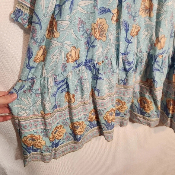 Umgee Dolman Sleeve Bohemian Floral Boho Tassels Dress Festival Large - Picture 5 of 9
